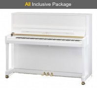 Kawai K-300 Snow White Polish Upright Piano All Inclusive Package
